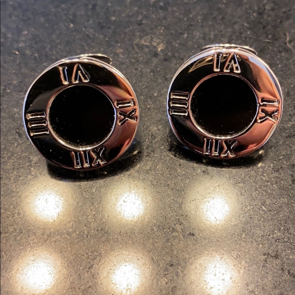 Silver and black cufflinks